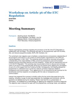 Summary workshop on Art 36 ETC