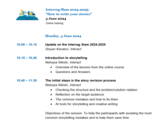 How to write your stories - training agenda 1