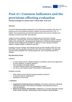 IKF 2024 Day 1 | Post 2027: Common indicators, provisions effecting evaluation