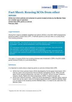 Reusing SCOs from Union policies and national schemes in 2021-2027