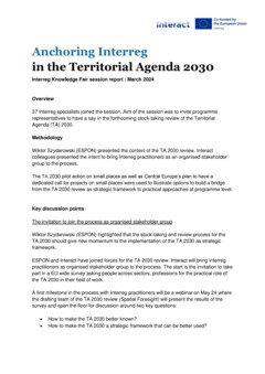 IKF 2024 Day 1 | Anchoring Interreg in the Territorial Agenda 2030: Review of the TA 2030