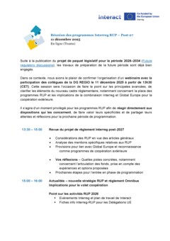 111225 Réunion Interreg RUP Post27 agenda