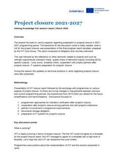 IKF 2024 Day 1 | Project closure 2021-2027