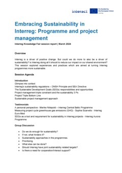 IKF 2024 Day 3 | Embracing Sustainability in Interreg: Programme and project management