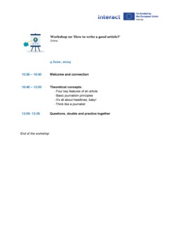 Agenda workshop with the IVYs 