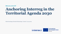 IKF 2024 Day 1 | Anchoring Interreg in the Territorial Agenda 2030: Review of the TA 2030